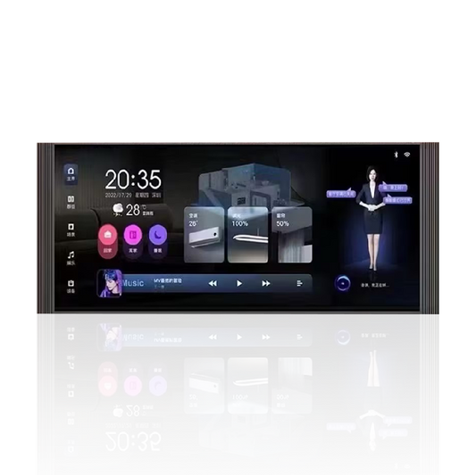 Anjielo 12-inch IPS display with a resolution of 1920*720, a smart home control screen for home scene linkage and remote automatic control by mobile phone.