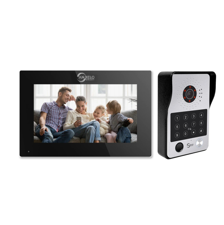 Anjielo Tuya 7/10 Inch Password Fingerprint Card Video Intercom Doorbell Touch Screen with Wired Doorbell 1080P Intercom Kit