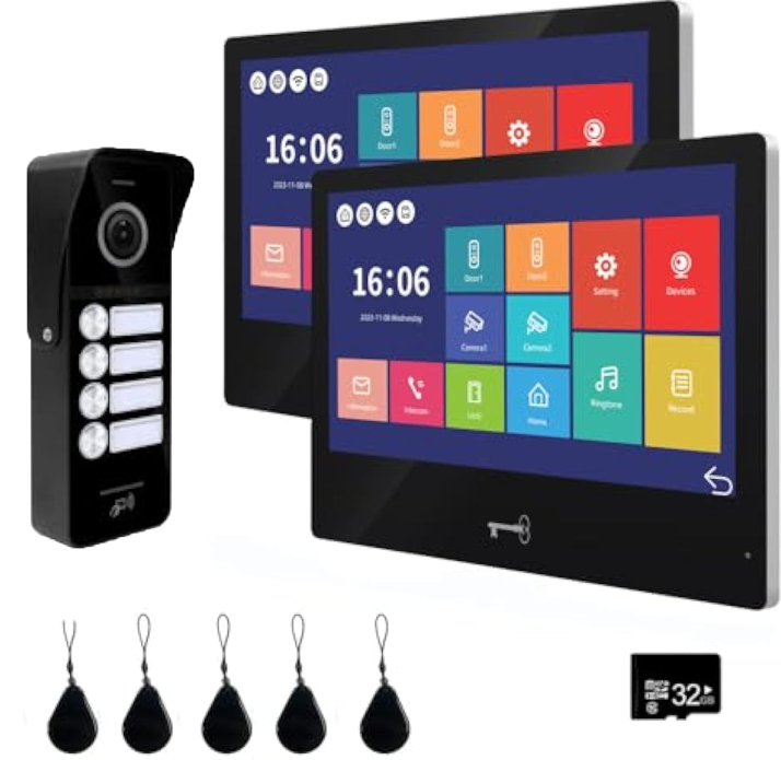 Anjielo Smart Wireless WiFi Video Doorbell Intercom System - HD 1080p Camera with Touchscreen Display for Apartments