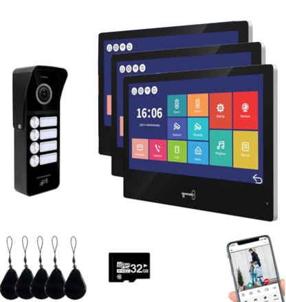 Anjielo Smart Wireless WiFi Video Doorbell Intercom System - HD 1080p Camera with Touchscreen Display for Apartments