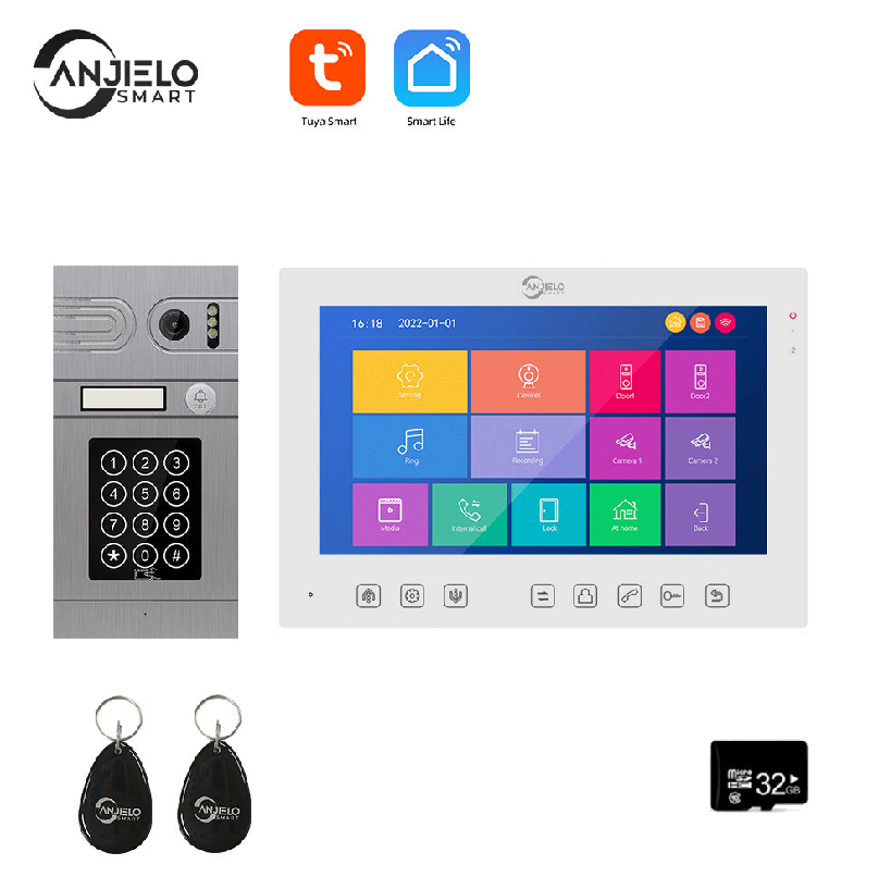 Anjielo Tuya 1080P WiFi Video Doorbell Camera Smart Home Video Intercom with Night Vision Motion Detection Camera for Home Security
