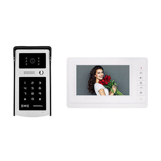 Anjielo 7 Inch Wired Video Intercom for Apartment Security Support Card Password Unlock RFID Video Camera Doorbell Intercom System
