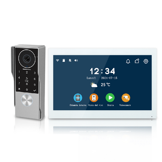 Anjielo 1080P waterproof touch screen card swipe password unlock 2-line video intercom two-way audio kit