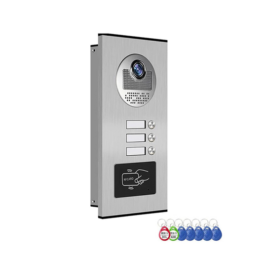 Anjielo 700TVL outdoor infrared night vision camera with RFID access control is suitable for video intercom systems in 2/3/4/6/8/10/12-unit apartments and villas.