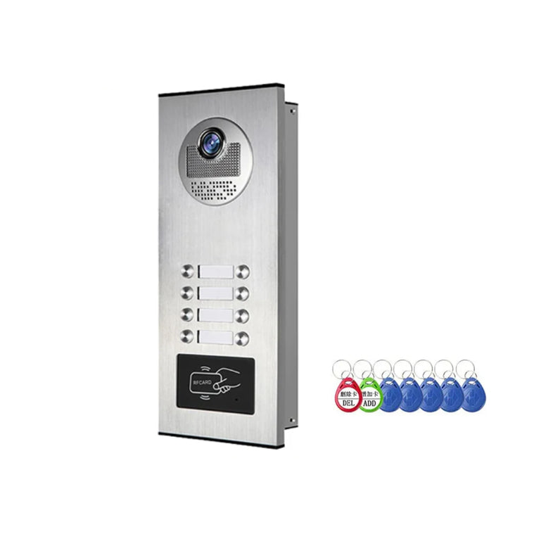 Anjielo 700TVL outdoor infrared night vision camera with RFID access control is suitable for video intercom systems in 2/3/4/6/8/10/12-unit apartments and villas.