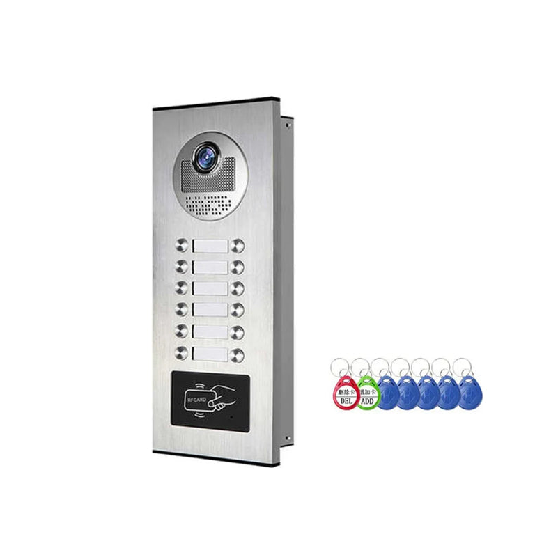 Anjielo 700TVL outdoor infrared night vision camera with RFID access control is suitable for video intercom systems in 2/3/4/6/8/10/12-unit apartments and villas.