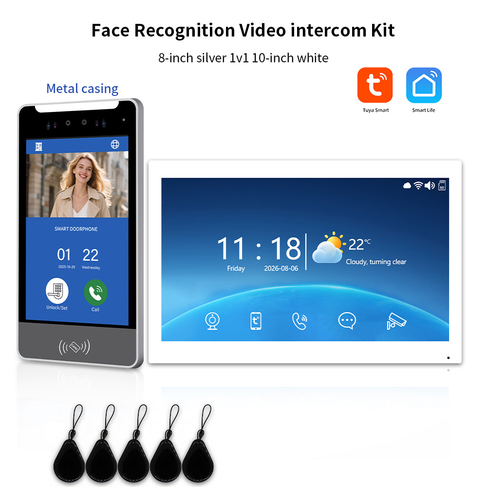 Anjielo Tuya 3D AI Facial Recognition Video Intercom, 5 Ways Unlock Villa Multi-Family Video Door Phone