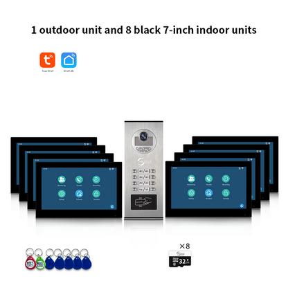 AnjieloSmart Newest Building Video Intercom System Tuya Wifi 1080P with 7/10 Inch Monitor for Multi Apartment