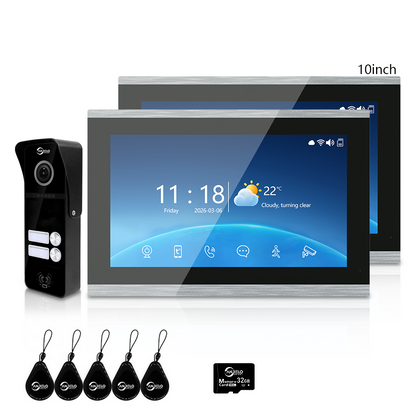 Anjielo Smart 4-Wire Tuya Video Intercom System 7/10 Inch Touch Screen Multi Family Video Door Phone 1080P IR Night Vision RFID Card Unlock