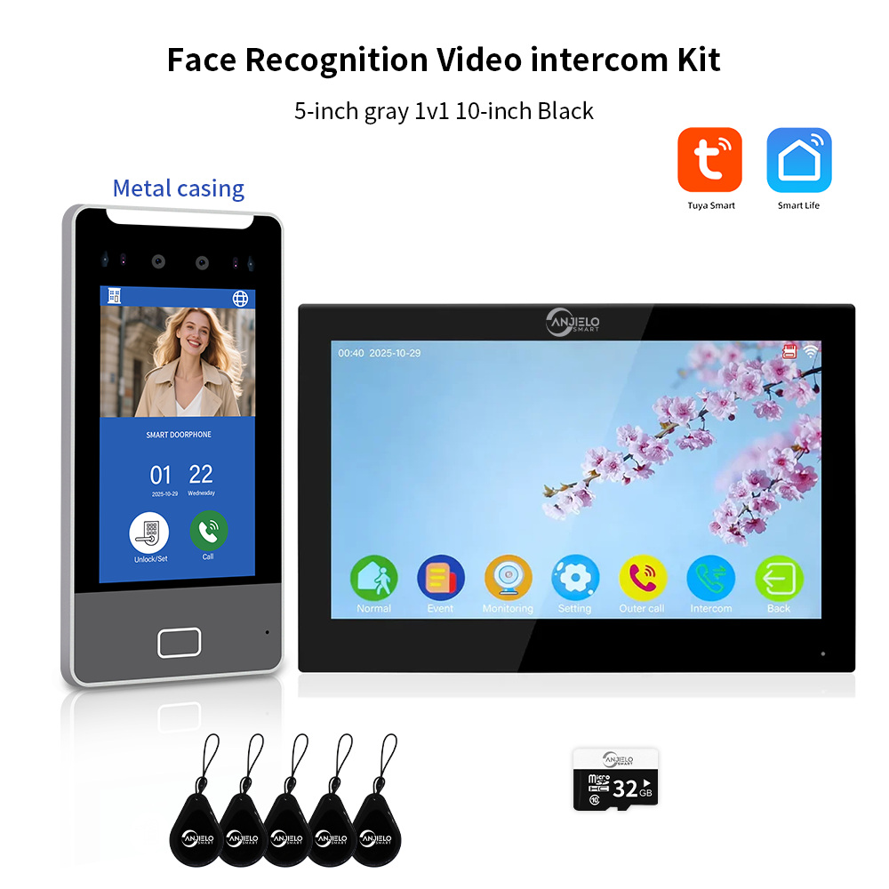 AnjieloSmart Newest Facial Recognition Video Intercom Multi-screen Display  IP AI Terminal For Multi-Apartment