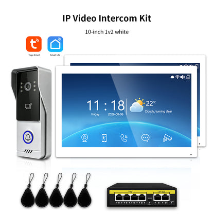 Anjielo Tuya IP Video Intercom System, 1080P Villa Video Door Phone with Remote Unlock, Infrared Night Vision, Motion Detection