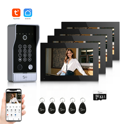 AnjieloSmart Newest Tuya Smart Wi-Fi Video Door Phone System Large Size FHD 1080P RFID Card Fingerprint Passcode Unlock for Apartments