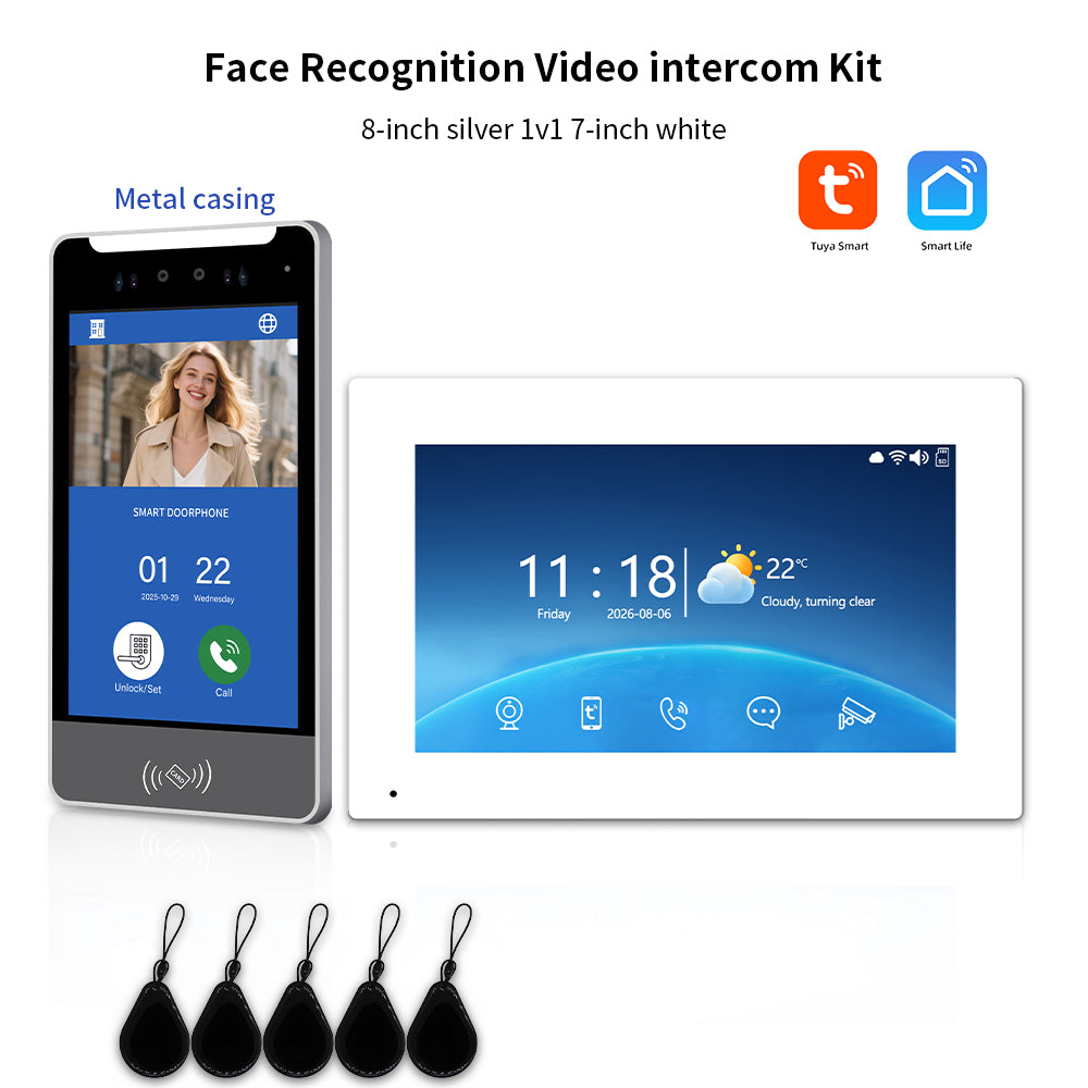 Anjielo Tuya 3D AI Facial Recognition Video Intercom, 5 Ways Unlock Villa Multi-Family Video Door Phone