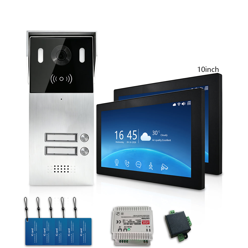 Anjielo Smart 2-Wire Multi-Tenant Video Intercom System Tuya APP Remote Unlock Wired Video Door Phone for Apartment Townhouse
