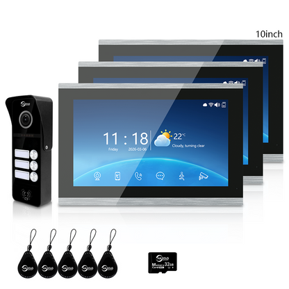 Anjielo Smart 4-Wire Tuya Video Intercom System 7/10 Inch Touch Screen Multi Family Video Door Phone 1080P IR Night Vision RFID Card Unlock
