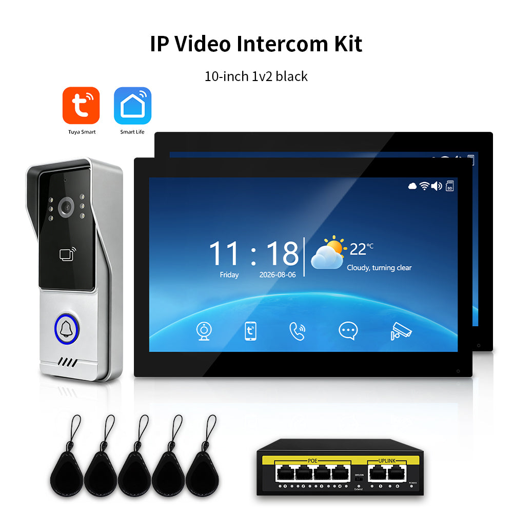 Anjielo Tuya IP Video Intercom System, 1080P Villa Video Door Phone with Remote Unlock, Infrared Night Vision, Motion Detection