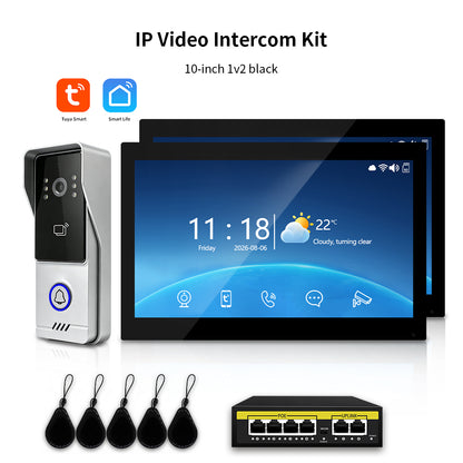 Anjielo Tuya IP Video Intercom System, 1080P Villa Video Door Phone with Remote Unlock, Infrared Night Vision, Motion Detection