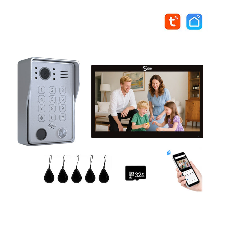 Anjielo Smart Wifi Doorbell Cam Video Intercom System by Tuya Wifi- 1080p HD Security and Multiple Unlock Options Including RFID Cards Support IP Camera