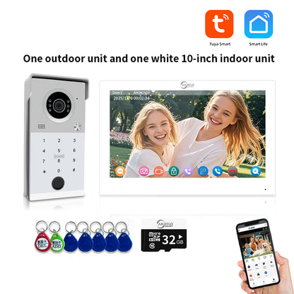 AnjieloSmart 1080P Tuya Smart Video Intercom System Video Doorbell Camera with RFID Card Unlcok Fingerprint and Passcode Unlock for Apartment