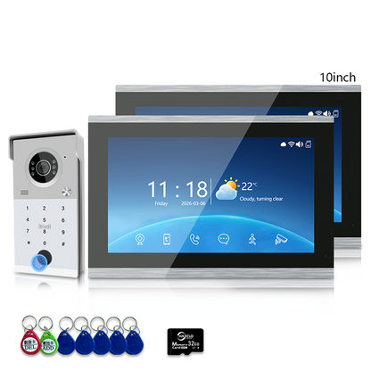 Anjielo Smart 4-Line Wired Video Intercom System Tuya Smart Life App 5-in-1 Unlock Waterproof Video Door Phone for Villa Home
