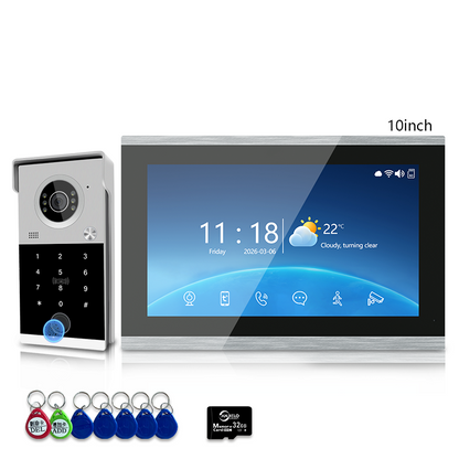 Anjielo Smart 4-Line Wired Video Intercom System Tuya Smart Life App 5-in-1 Unlock Waterproof Video Door Phone for Villa Home