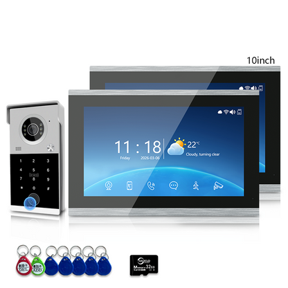 Anjielo Smart 4-Line Wired Video Intercom System Tuya Smart Life App 5-in-1 Unlock Waterproof Video Door Phone for Villa Home