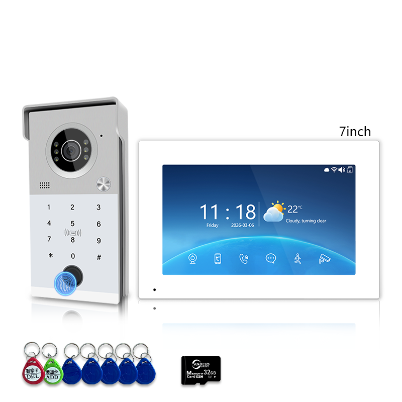 Anjielo Smart 4-Line Wired Video Intercom System Tuya Smart Life App 5-in-1 Unlock Waterproof Video Door Phone for Villa Home