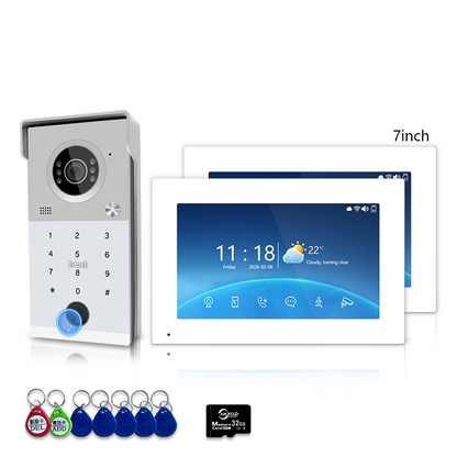 Anjielo Smart 4-Line Wired Video Intercom System Tuya Smart Life App 5-in-1 Unlock Waterproof Video Door Phone for Villa Home