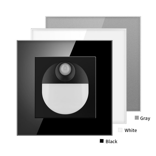 AnjieloSmart European standard 86-type smart human body induction footlight, embedded stair step sensor light, household LED night light.