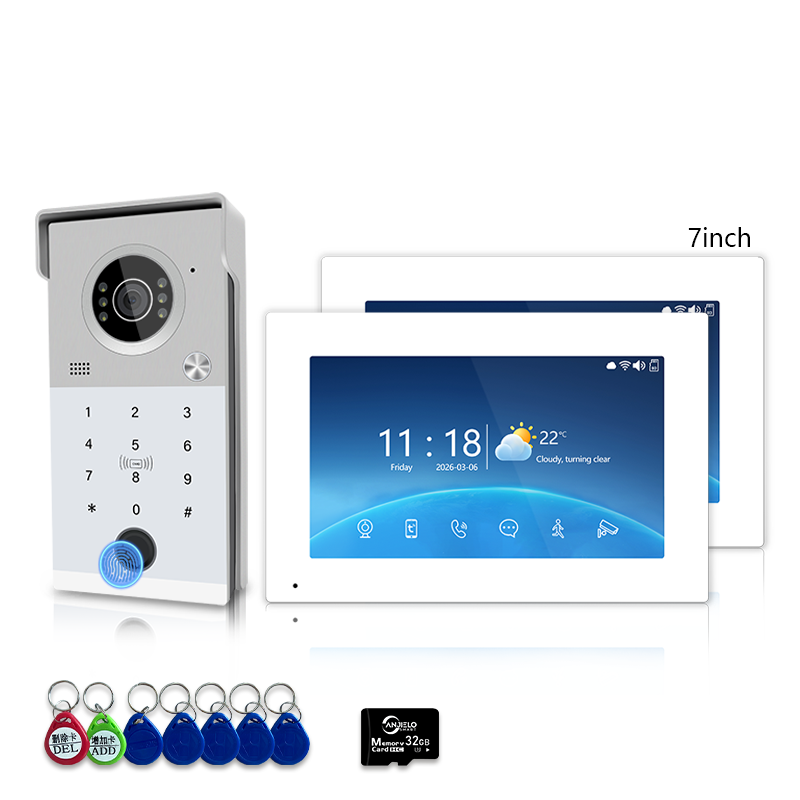 Anjielo Smart 4-Line Wired Video Intercom System Tuya Smart Life App 5-in-1 Unlock Waterproof Video Door Phone for Villa Home