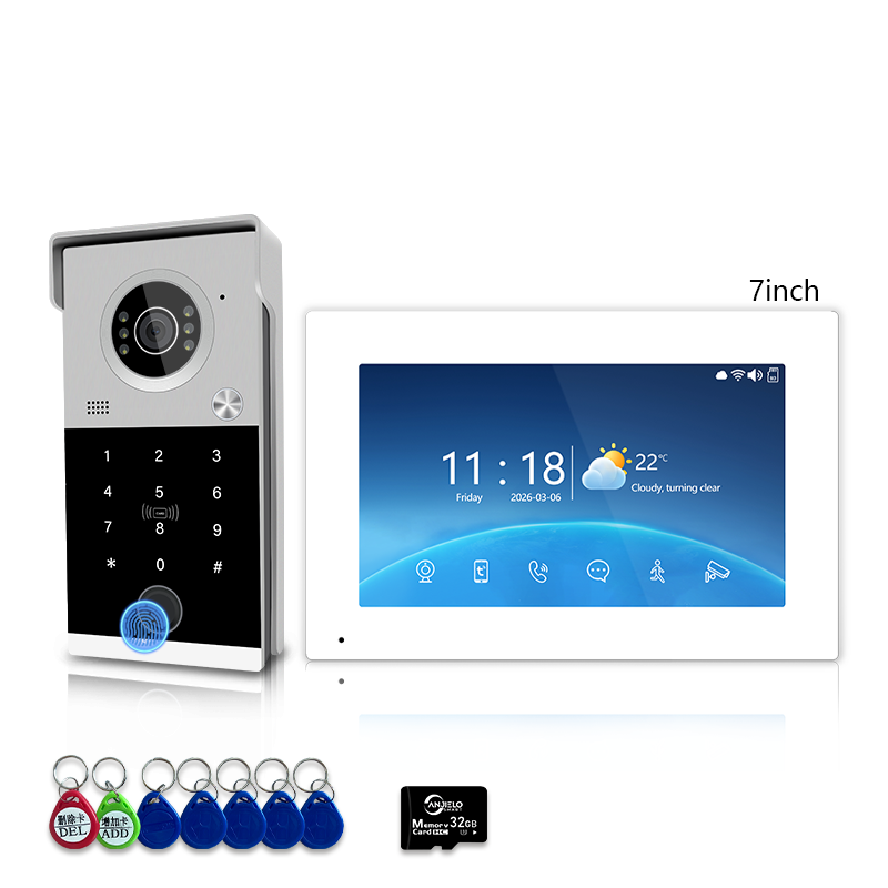 Anjielo Smart 4-Line Wired Video Intercom System Tuya Smart Life App 5-in-1 Unlock Waterproof Video Door Phone for Villa Home