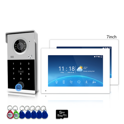 Anjielo Smart 4-Line Wired Video Intercom System Tuya Smart Life App 5-in-1 Unlock Waterproof Video Door Phone for Villa Home