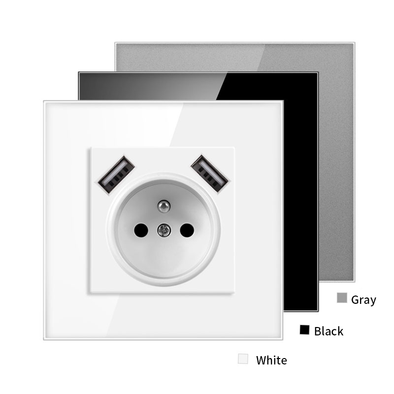 AnjieloSmart European Standard Type 86 French Socket with Dual USB, 16A European Standard Wall Power Socket with USB