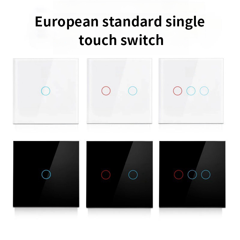 AnjeloSmart Type 86 European standard single touch switch, 1/2/3 gang touch sensor switch, glass panel light switch