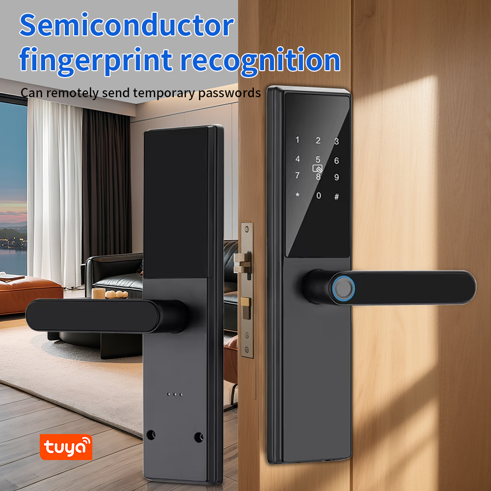 AnjieloSmart Anti-Electrical Shock Smart Lock - Fingerprint Entry, App Control with Temporary Passcodes, USB and Key Backup