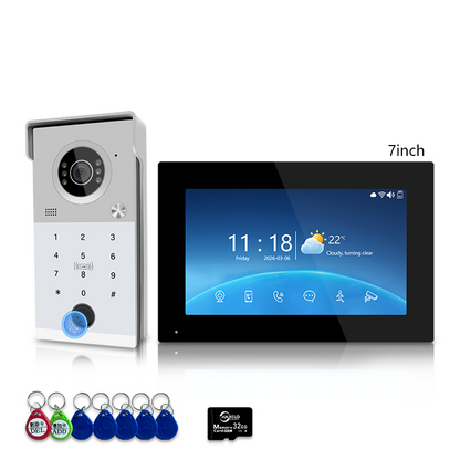 Anjielo Smart 4-Line Wired Video Intercom System Tuya Smart Life App 5-in-1 Unlock Waterproof Video Door Phone for Villa Home