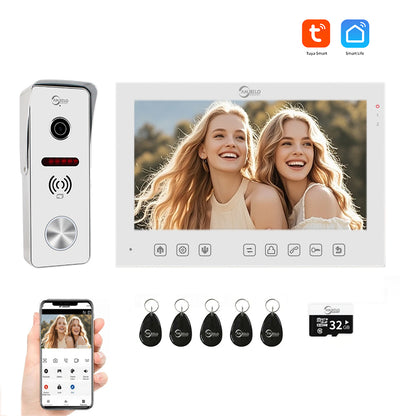 AnjieloSmart Tuya Wifi 7 inch Monitor Video Doorbell Video Door Phone Intercom System Access Control Camera Smart Apartment IC card unlocking