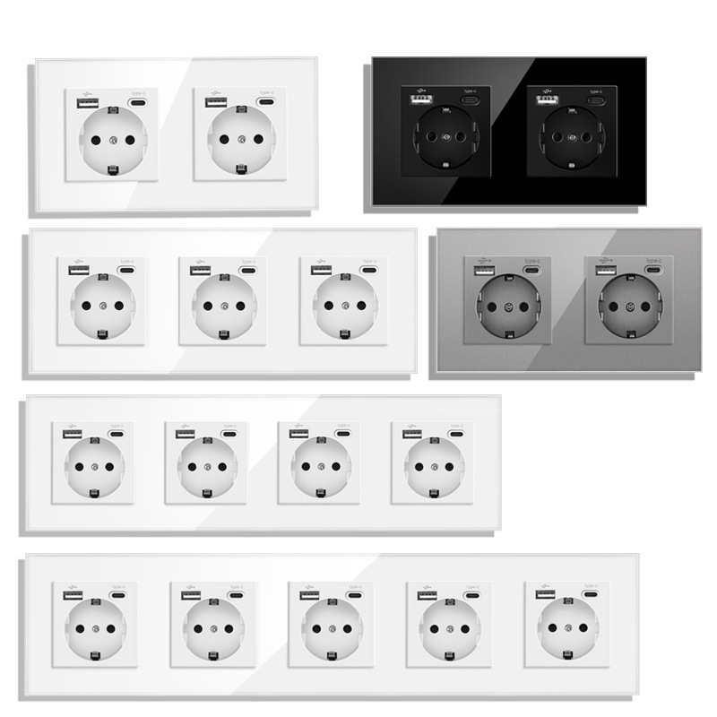AnjieloSmart European standard wall power socket with USB and Type-C charging ports (German standard).