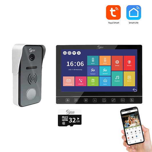 AnjieloSmart 7 Inch Touch Monitor Video Intercom System With Night Vision Motion Detection Doorbell Camera Video Doorbell System For Home