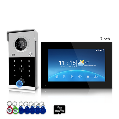 Anjielo Smart 4-Line Wired Video Intercom System Tuya Smart Life App 5-in-1 Unlock Waterproof Video Door Phone for Villa Home
