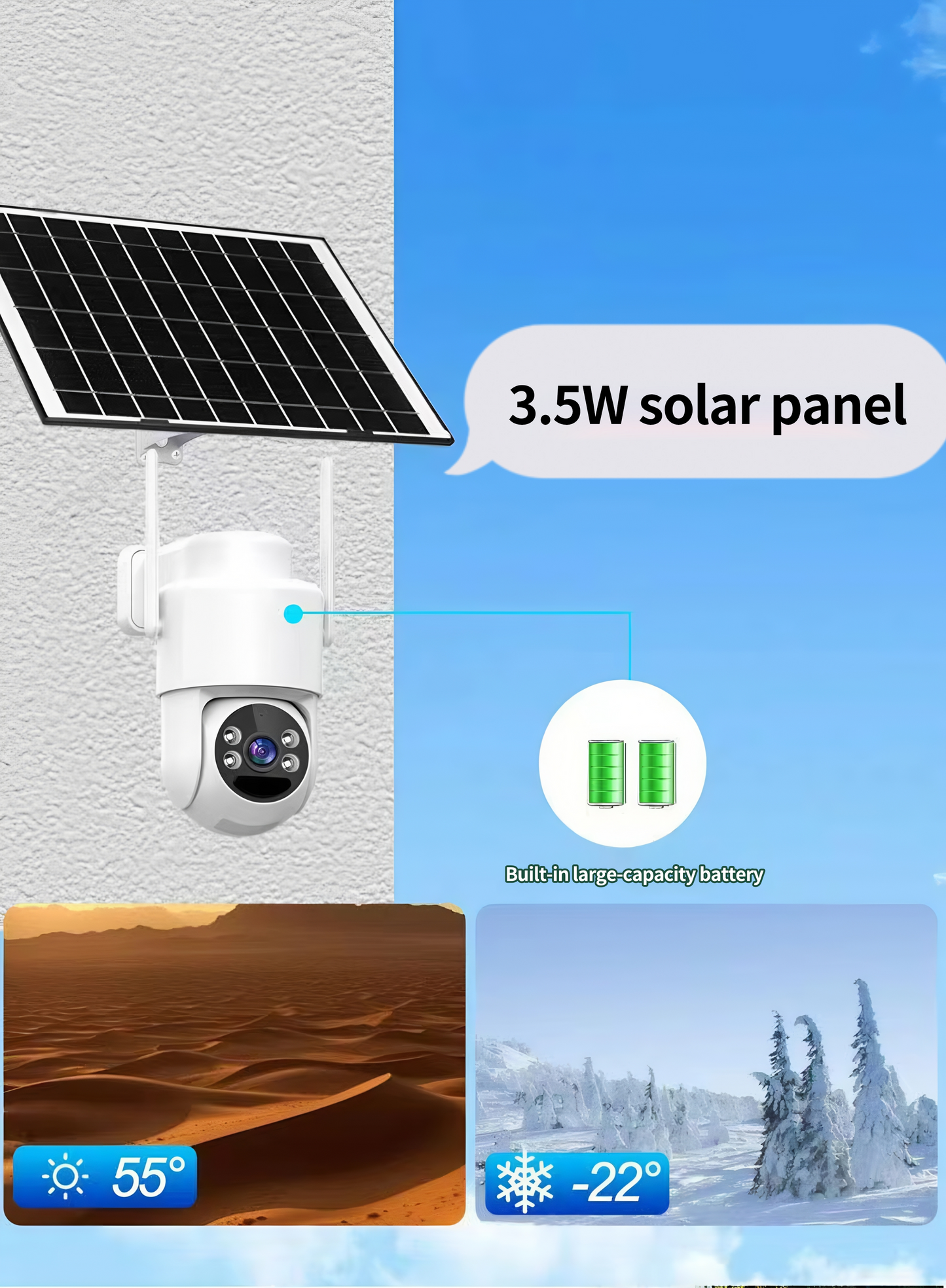 AnjieloSmart Solar Security Camera Wireless Outdoor, 360° View with Full Color Night Vision & AI Human Detection