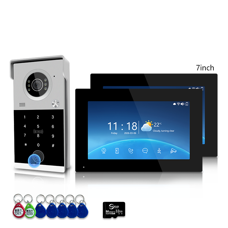 Anjielo Smart 4-Line Wired Video Intercom System Tuya Smart Life App 5-in-1 Unlock Waterproof Video Door Phone for Villa Home