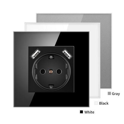AnjieloSmart European Wall Socket with Dual USB: Compatible with German & French Standards, 16A Power Outlet