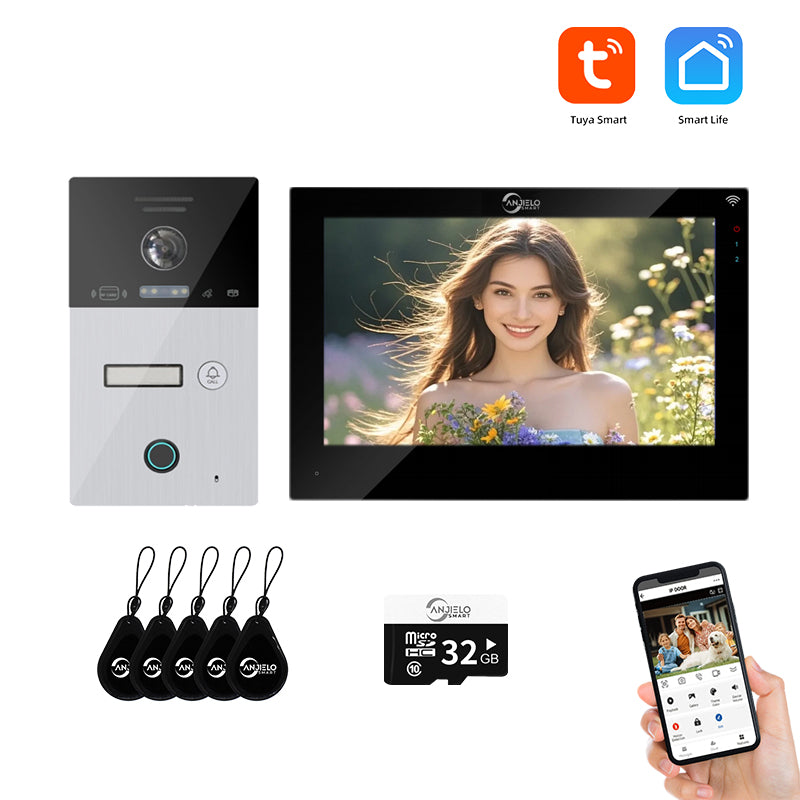 AnjieloSmart WIFI Tuya 7-inch Video Doorbell Intercom System Unlock 1080P Screen Video Doorbell Monitoring Motion Detection Home Security Intercom System