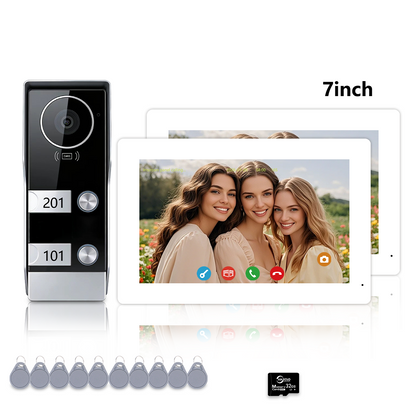 AnjieloSmart Tuya Smart 2-Wire Video Intercom System 7" HD Touch Screen for 2-4 Families