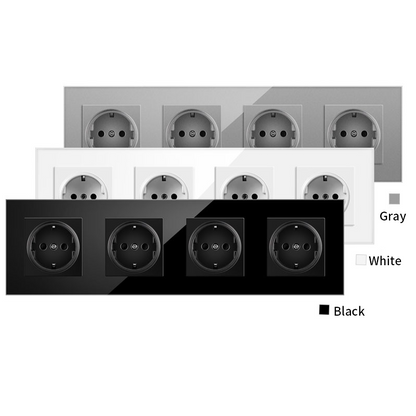 AnjieloSmart European standard 86-type integrated German-style glass panel 16A wall power socket, 299 four-way, Russia