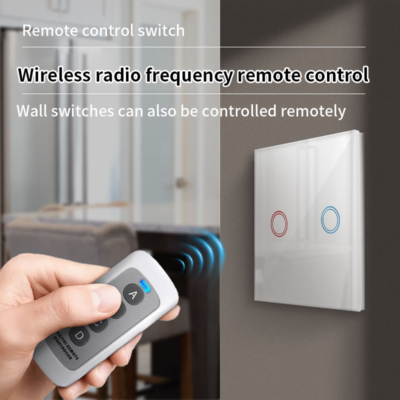 AnjieloSmart European standard 86-type wireless remote control switch with tempered glass panel, capable of penetrating walls, 433MHz RF switch.
