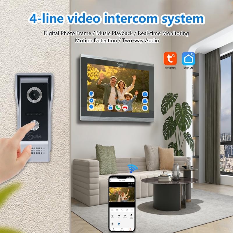 Anjielo IP65 Waterproof 7-Inch 10-Inch WiFi Villa Video Intercom System Tuya APP Controls  Doorbell Kit