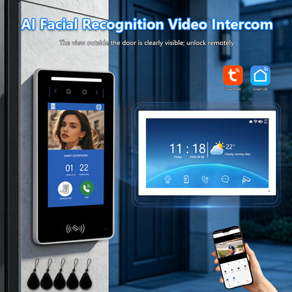 Anjielo Tuya 3D AI Facial Recognition Video Intercom, 5 Ways Unlock Villa Multi-Family Video Door Phone