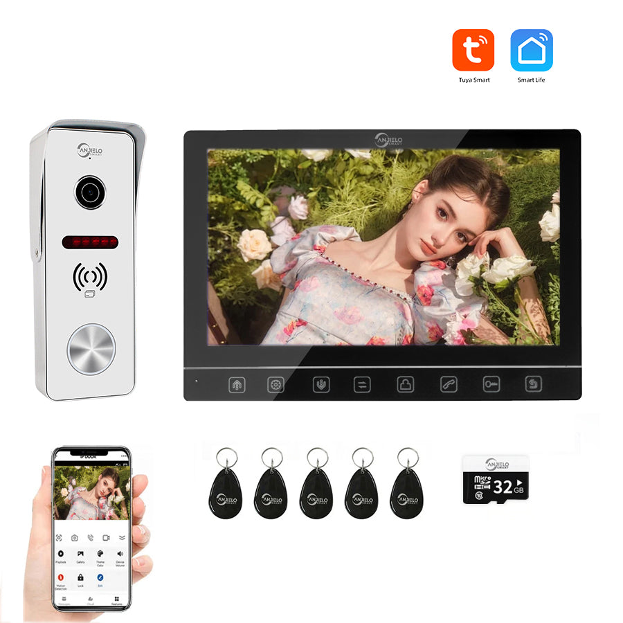 AnjieloSmart 1080P Tuya WIFI Video Intercom 7 inch Monitor For Home Residencial Video Doorbell Camera Tuya Video Intercoms For Apartment Villa Home